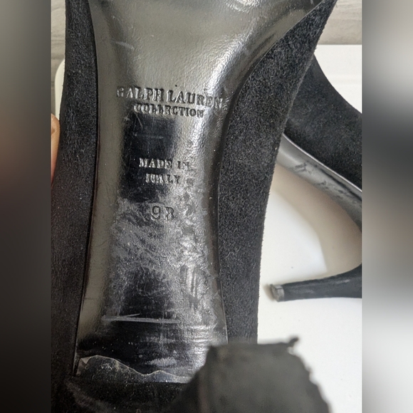 Ralph Lauren Collection Purple Label Black Kitten Heels Size: 9B - Picture 10 of 15